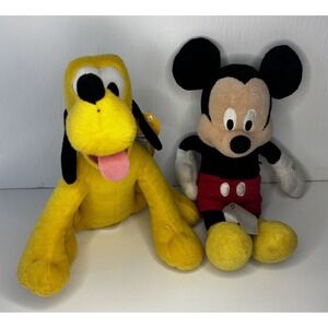 2012 DISNEY MICKEY MOUSE & PLUTO PLUSH STUFFED ANIMAL  9"‎